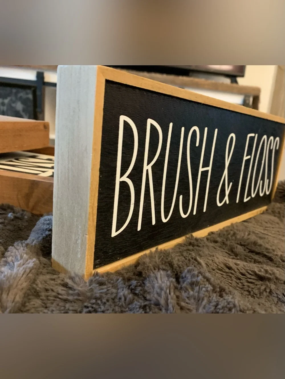 Decorative Brush & Floss Black and White  Sign